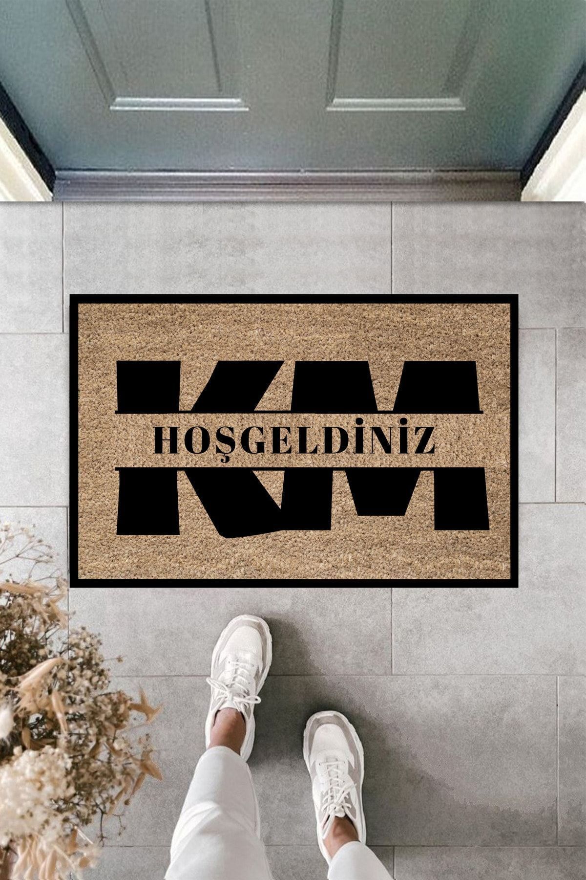 Dormot-Modern Doormat - Welcome Themed with Initials in the Middle - Personal Design Doormat 1