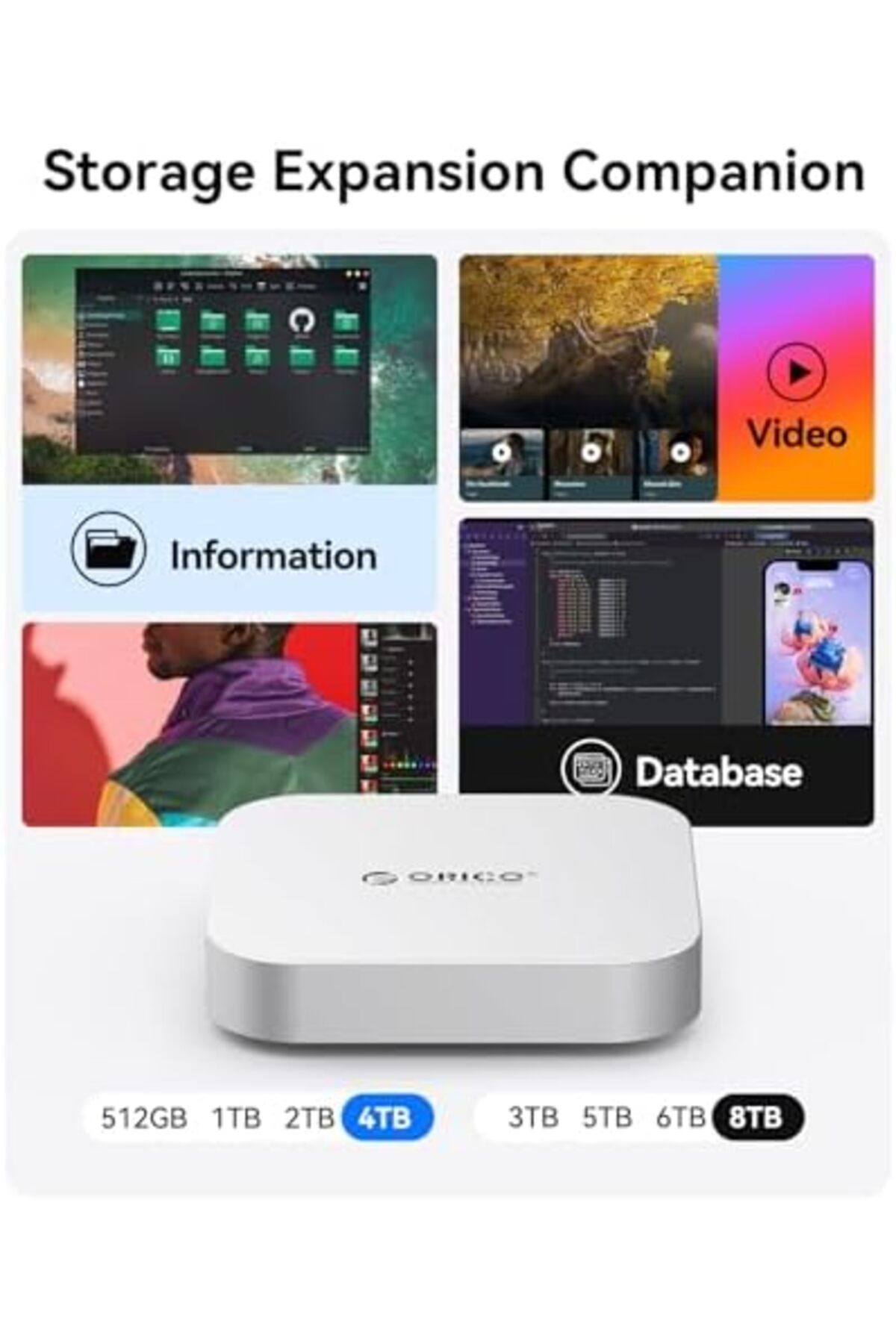 Orico-Minimate 2TB External SSD Compatibility with Mac mini M4, 40Gbps High Speed Transmission, Port 4