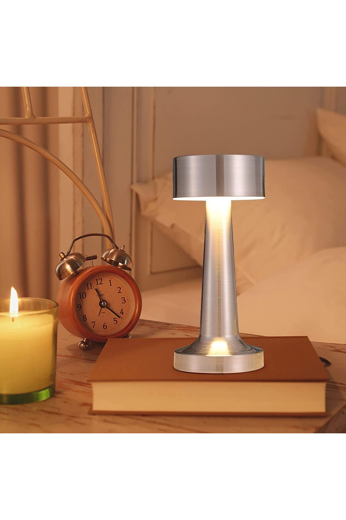 PADOM-Table Lamp,Modern Rechargeable Cordless Touch Sensor LED Desk Lamp 3 Ways Dimming, with USB Co 3
