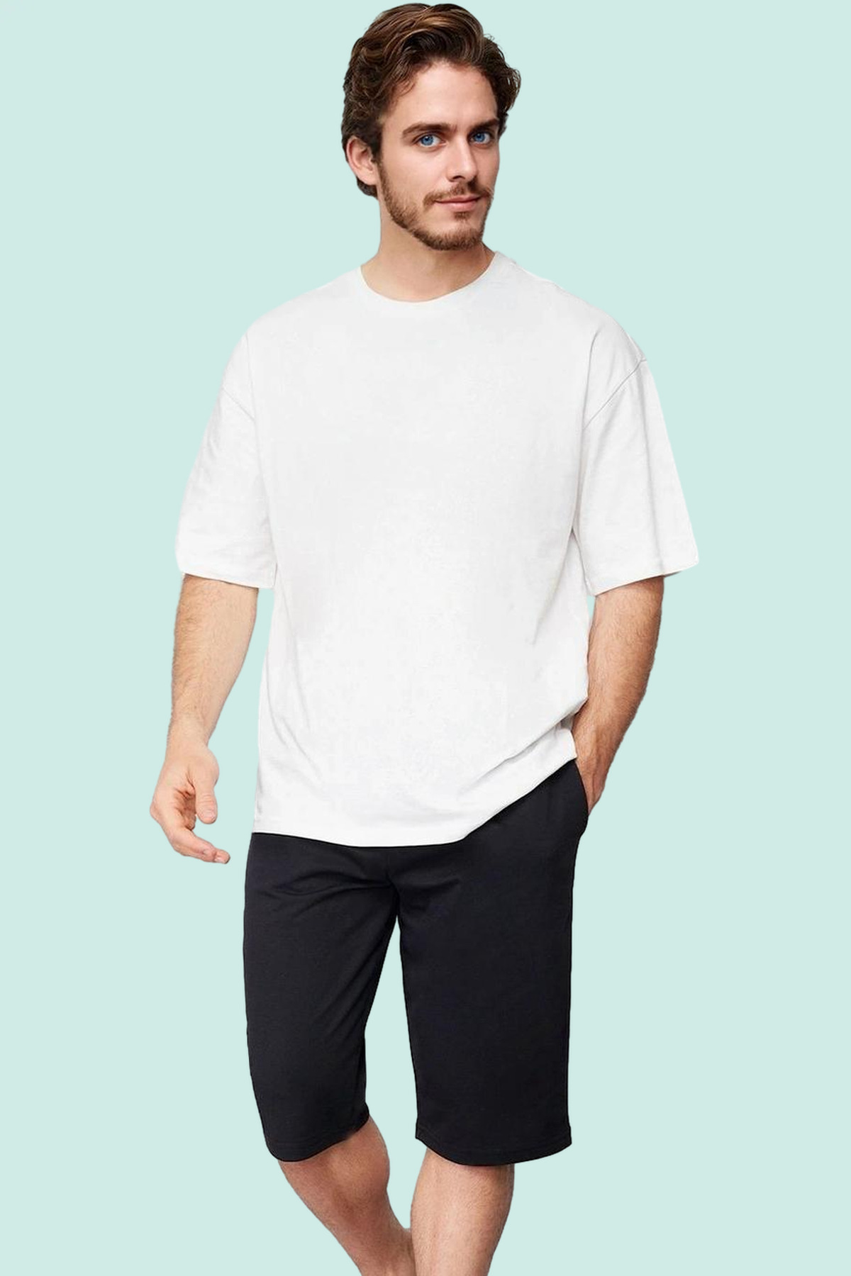 Erkek Moda Basic Regular Normal Kesim Uzun Boy Lastikli Şort Rahat Günlük Kullanım Modern Tasarım