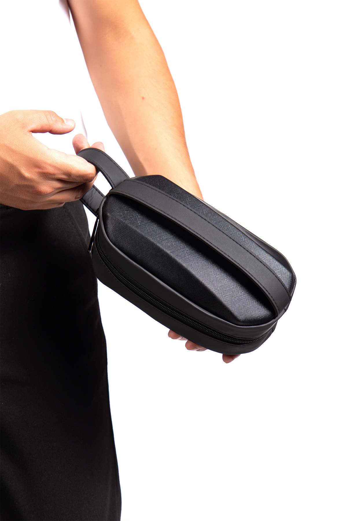 Niki Leather Erkek Portföy Clutch Traş Kozmetik Bakım ve Günlük El Çantası - Siyah görsel 2