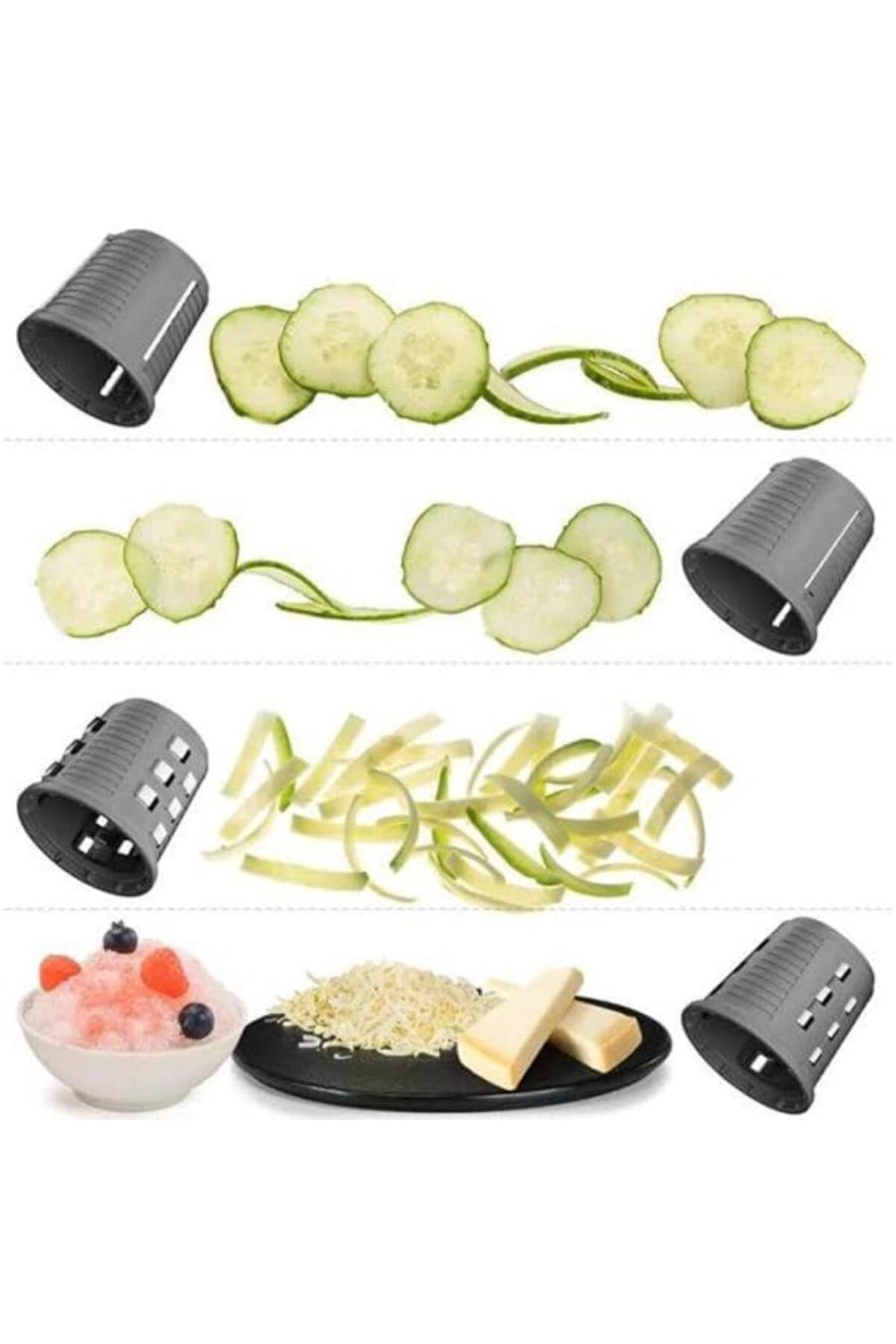 Tradeo-Multi-Function Rotary Grater & Slicer, 4 Blades for Vegetables & Cheese, Black 4