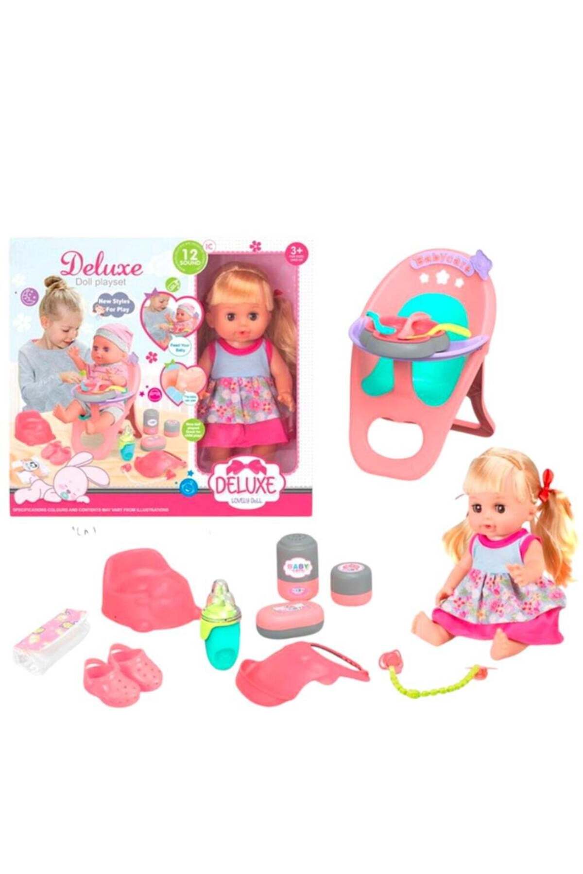 مجموعة ألعاب تظاهرية لدمية طفل مع ملحقات التغذية و...