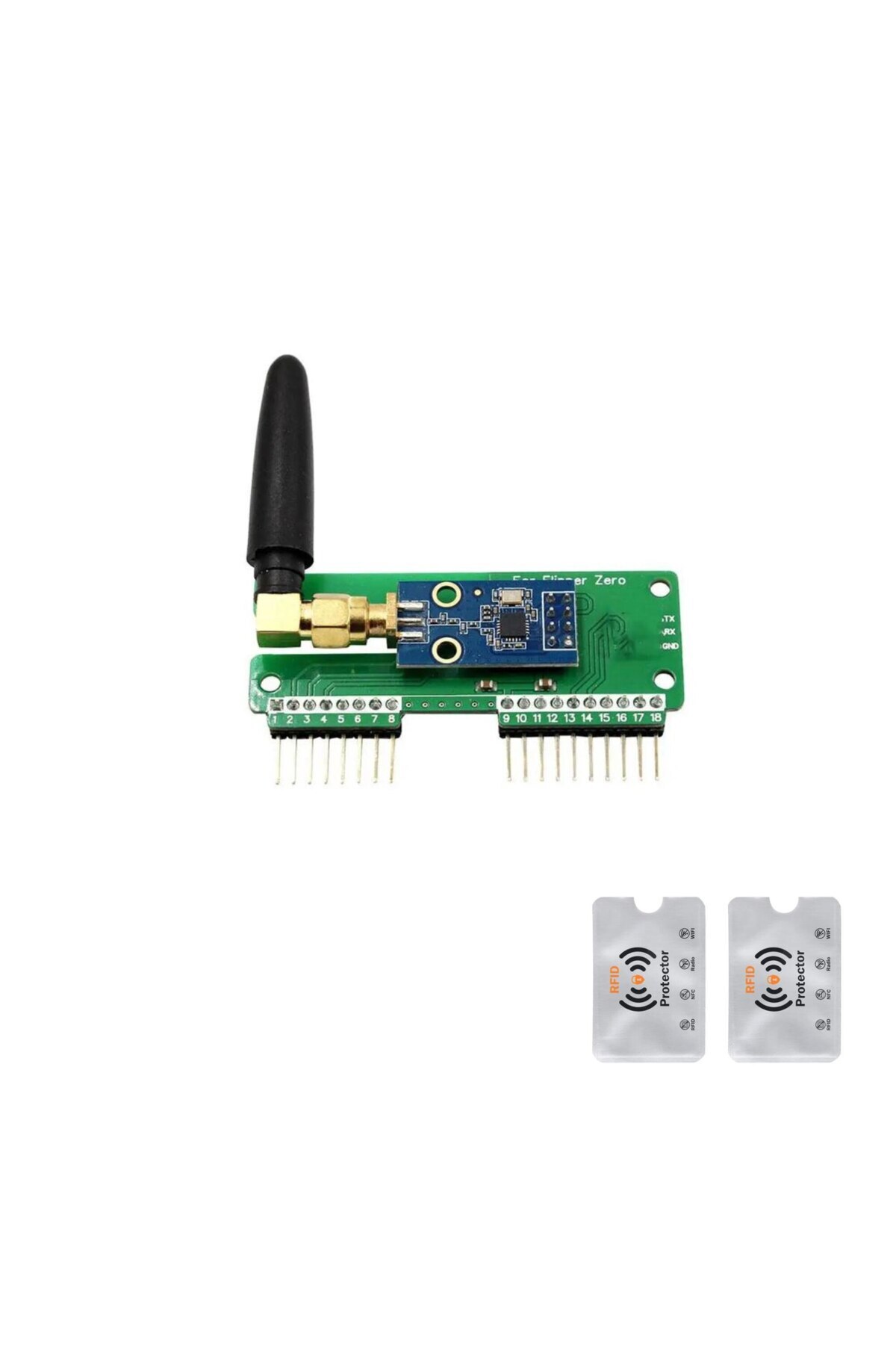 UnderShop-External Module for Flipper Zero CC1011 - Extends Sub-GHz Range, 433Mhz Antenna, 2 RFID Protectors 5