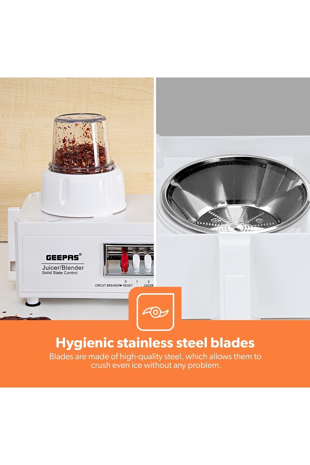 Geepas-4-in-1 Food Processor & Juicer - Multi-functional Smoothie Maker, Juicer, Chopper & Grinder 8