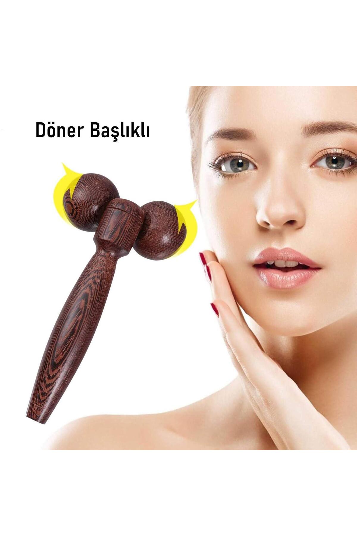Ahşap Yüz Masaj Aleti Çift Başlı Roller Doğal Ahşap Cilt Sıkılaştırıcı Yüz Yogası — قهوه‌ای ahşapyüz — تصویر 5 از 8