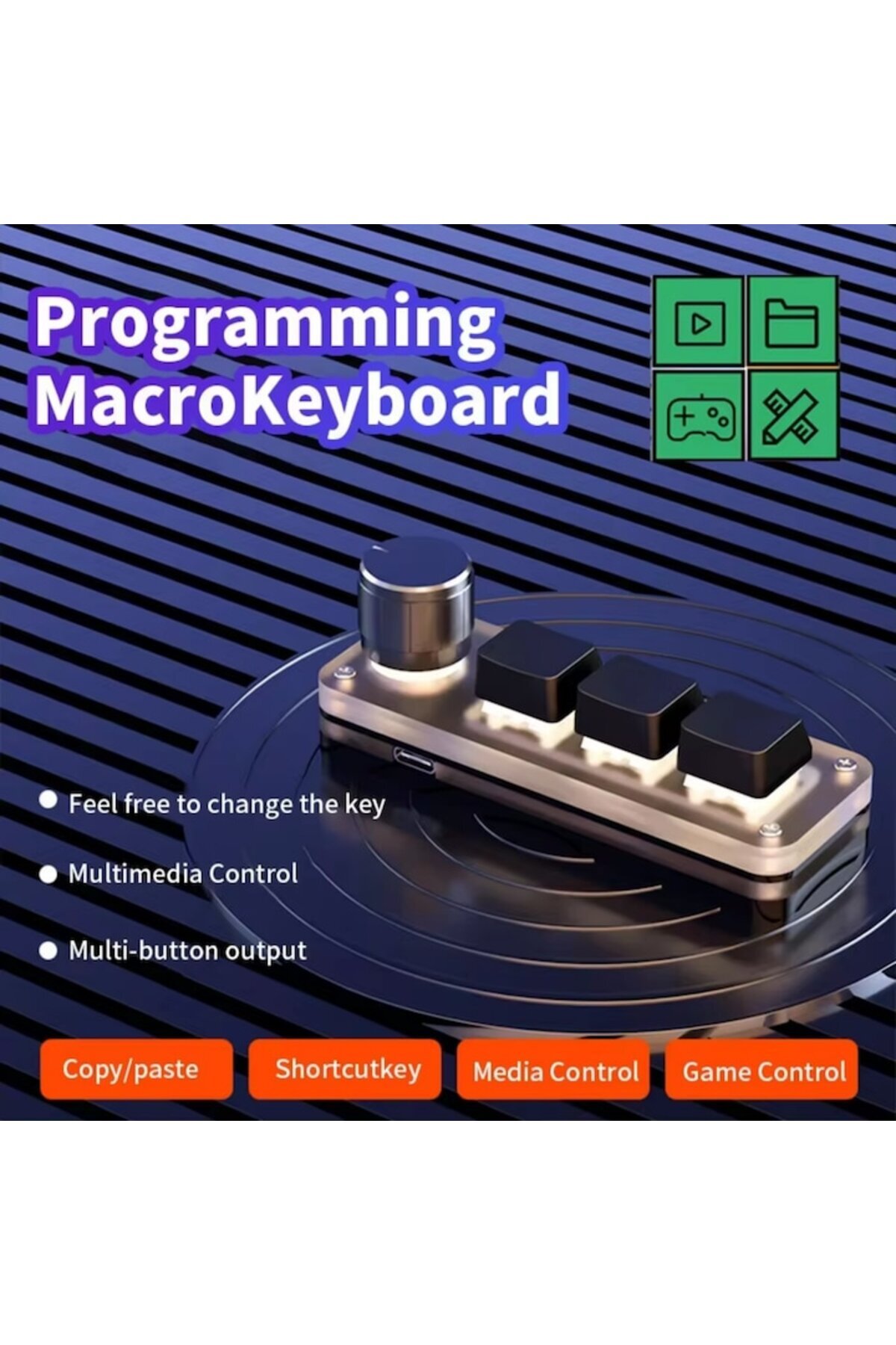 UnderShop-Mini Programmable Mechanical Keyboard with Knob, RGB Lighting + Natec HUSKY Thermal Paste 3