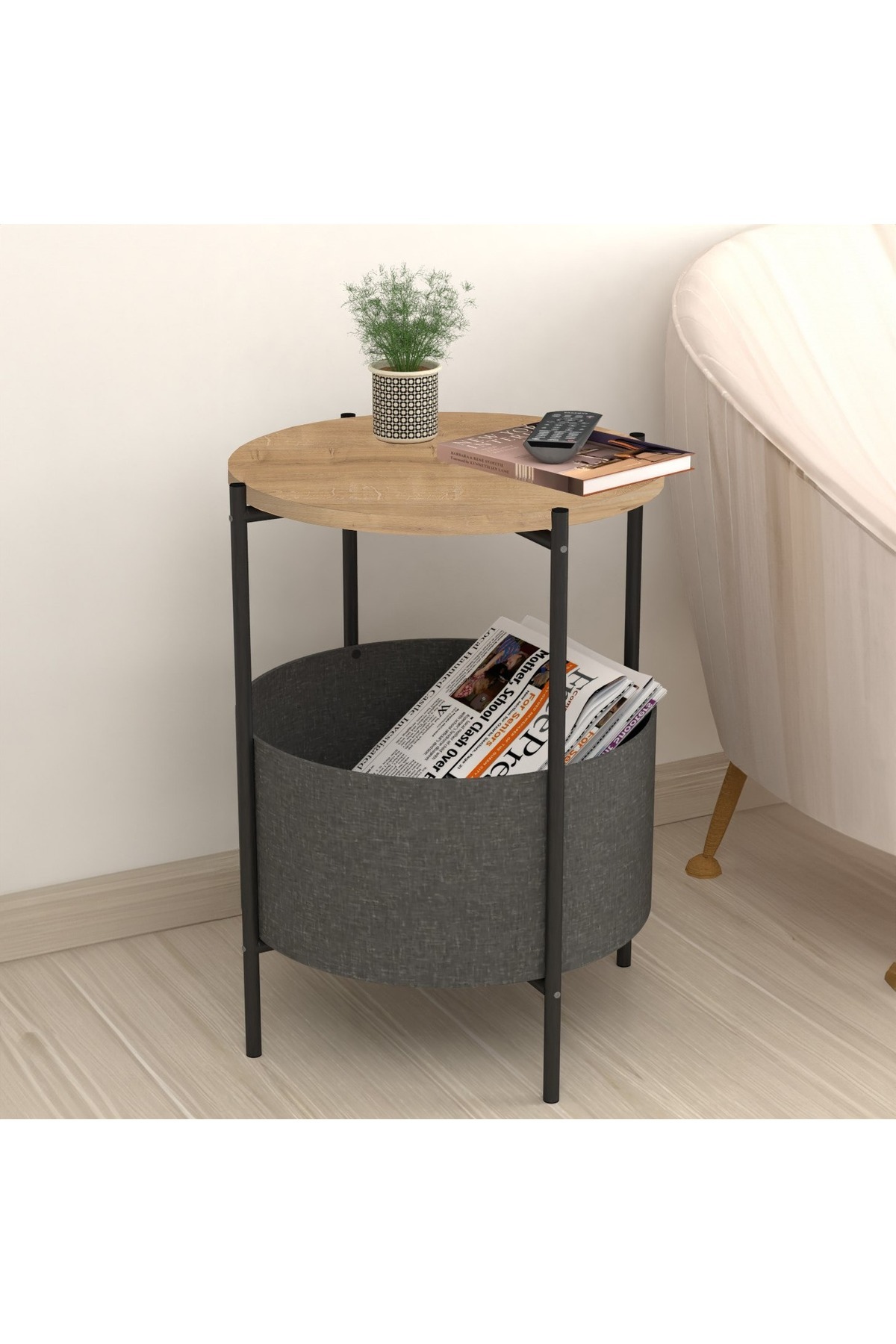Home Box-Modulix Asma Round End Table with Detachable Table Top and Bag 1