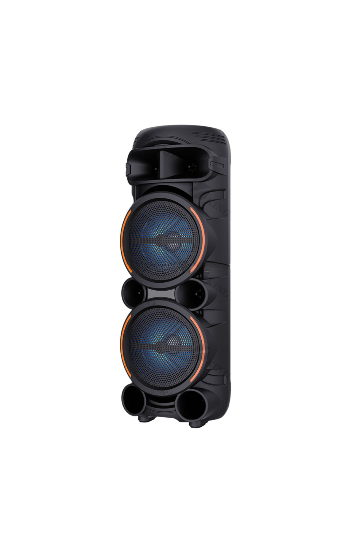 Boomboxtr KTS-2058 Siyah Çift Mikrofonlu RGB Ledli Taşınabilir Bluetooth Hoparlör Parti Speaker 30 w Rms