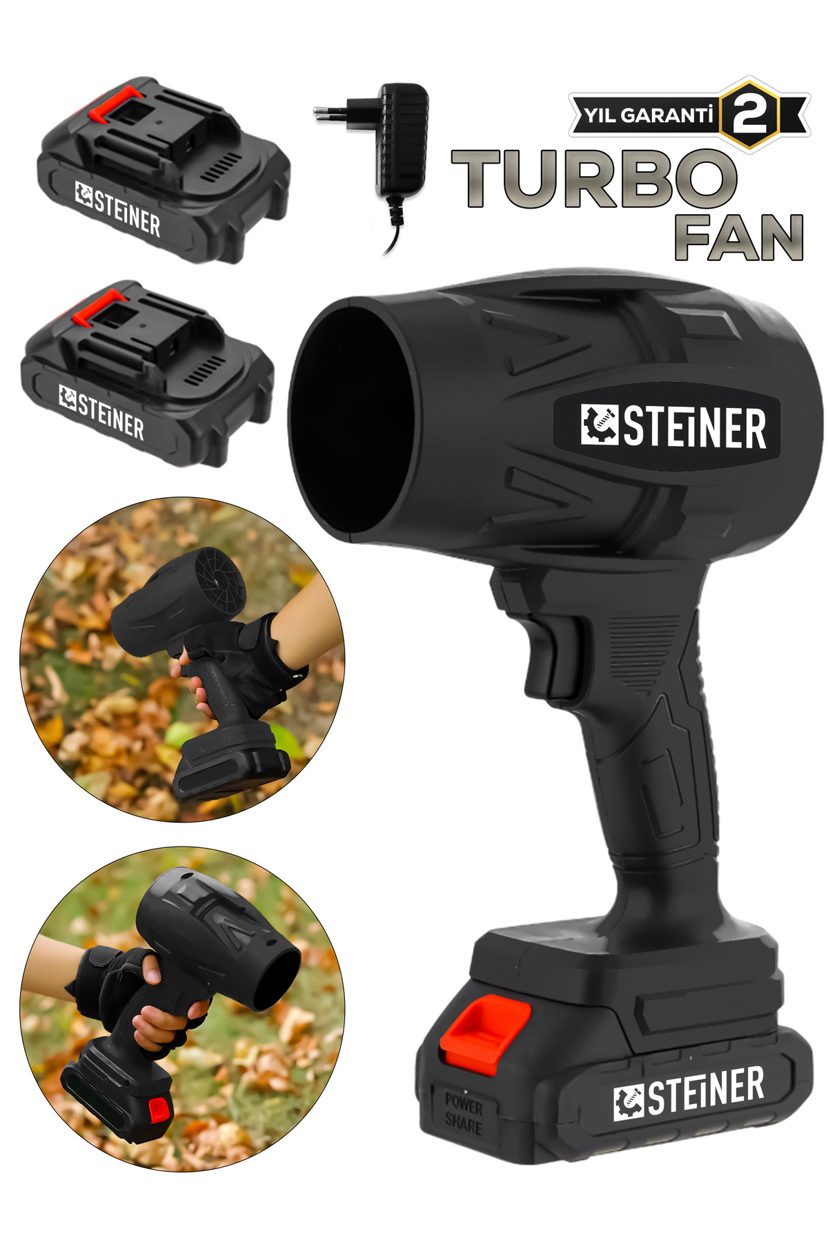 STEİNER 21 V 5 Ah Çift Akülü Şarjlı Akülü Jet Fan Üfleyici Toz