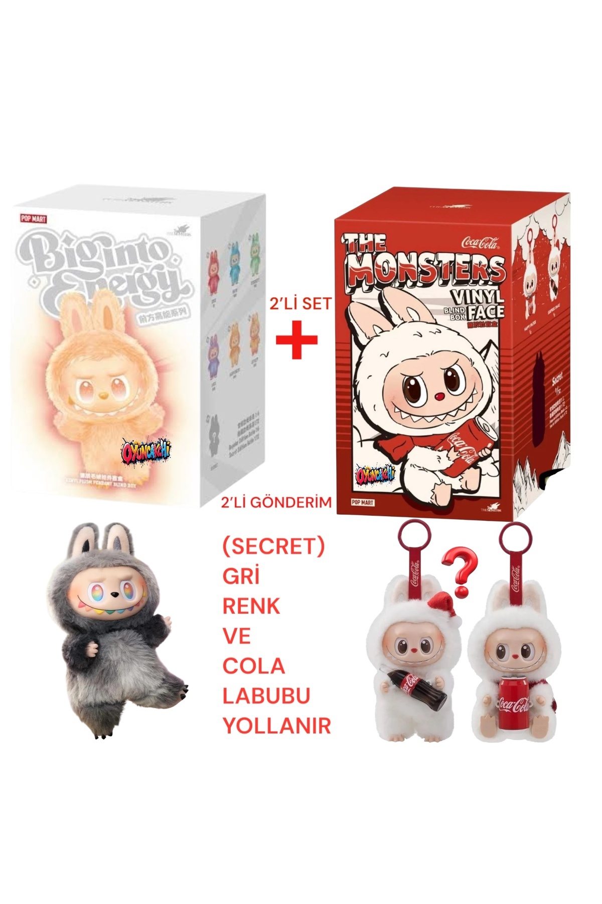 tmtoysandmore Labubu Biginto Energy (SECRET) Gri Ve Labubu X Coca Cola 2 Li Yollanır