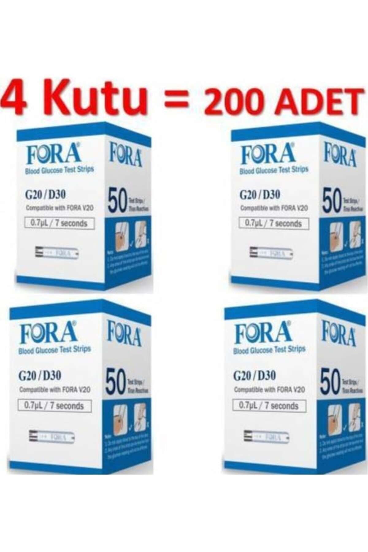 FORA G20 / D30 Şeker Ölçüm Strip 4 x 50'li