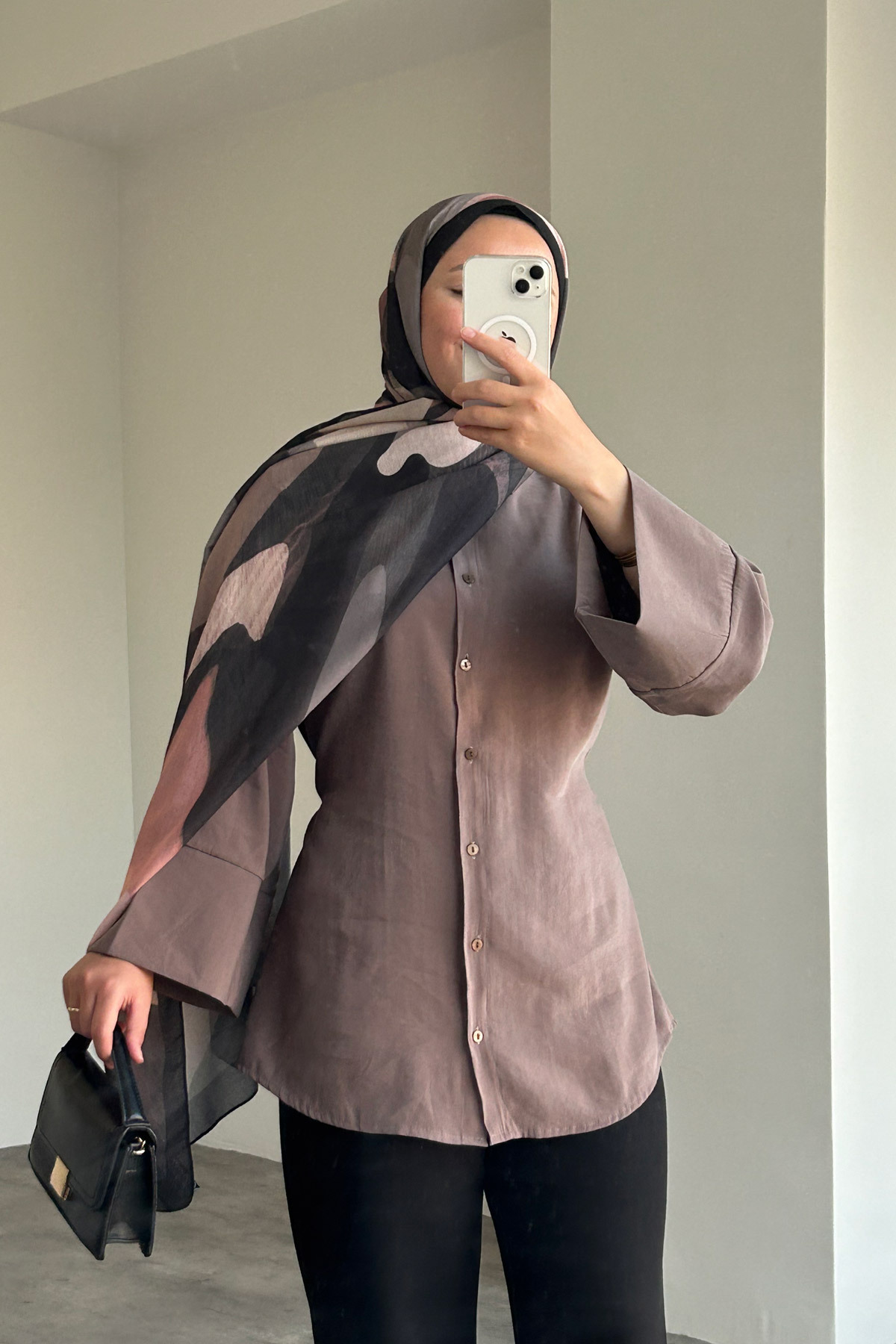 HYWONA Kadın Belden Bağlamalı Modal Kumaş Tunik Gömlek