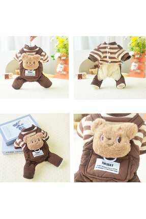 CAZEO Köpek Sonbahar Kış Tulum – Kahverengi – L Beden