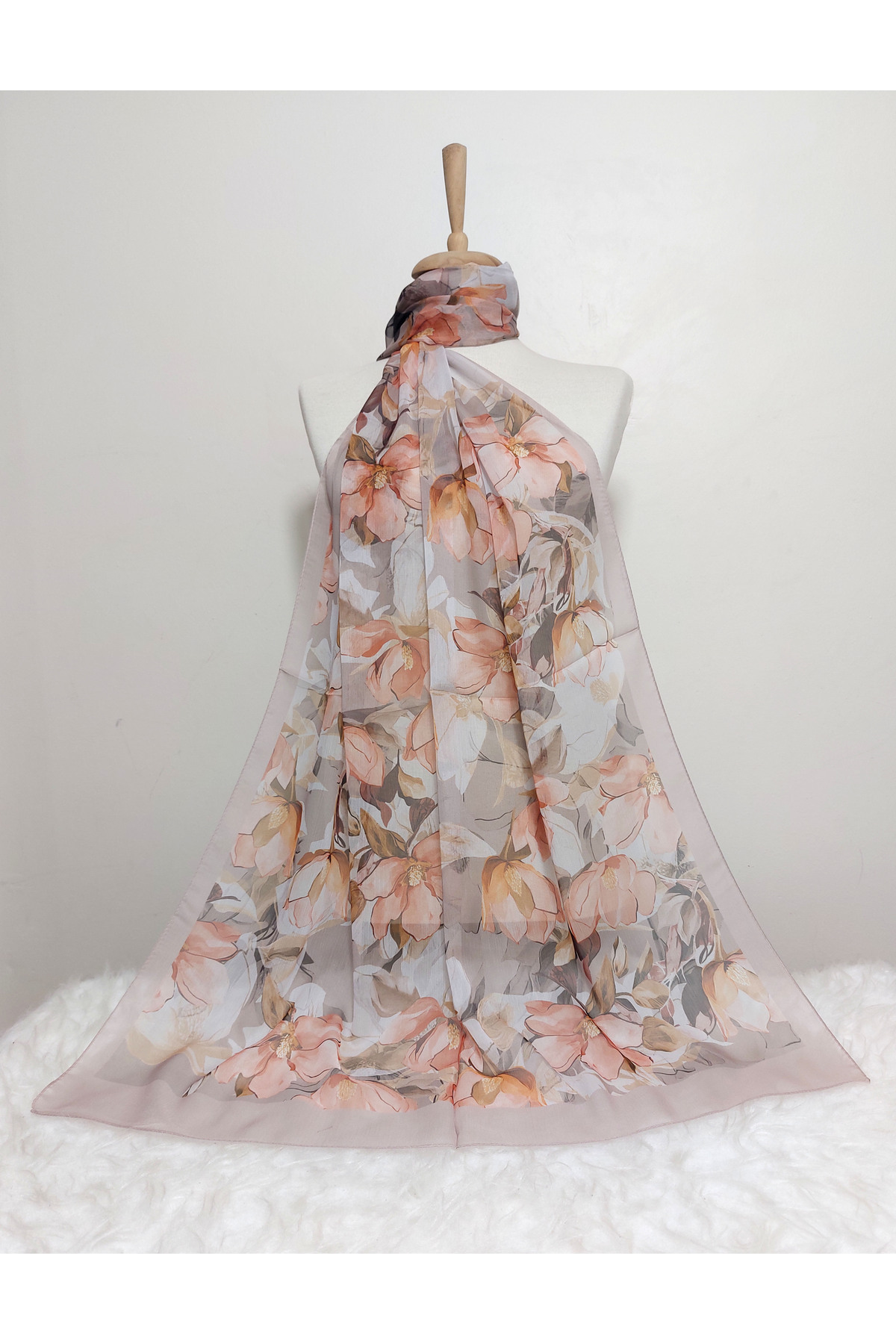 REMOMODA-Floral Chiffon Shawl High Quality Fine Texture Soft Chiffon 1