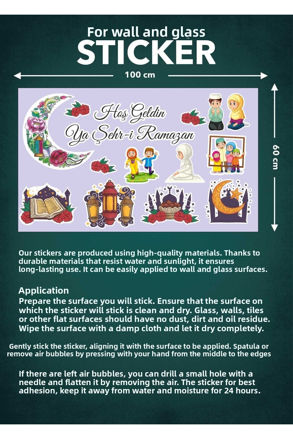 1001 sticker Sticker for Glass and Wall Special for Ramadan Moon- Trendyol