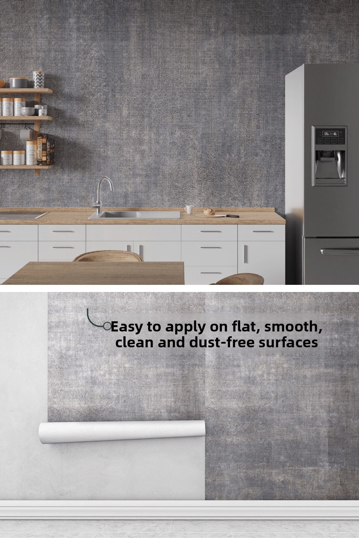 Technojet-Self Adhesive Textured Cement Look Kitchen Wall Cabinet Table Covering 60cmX500cm 5