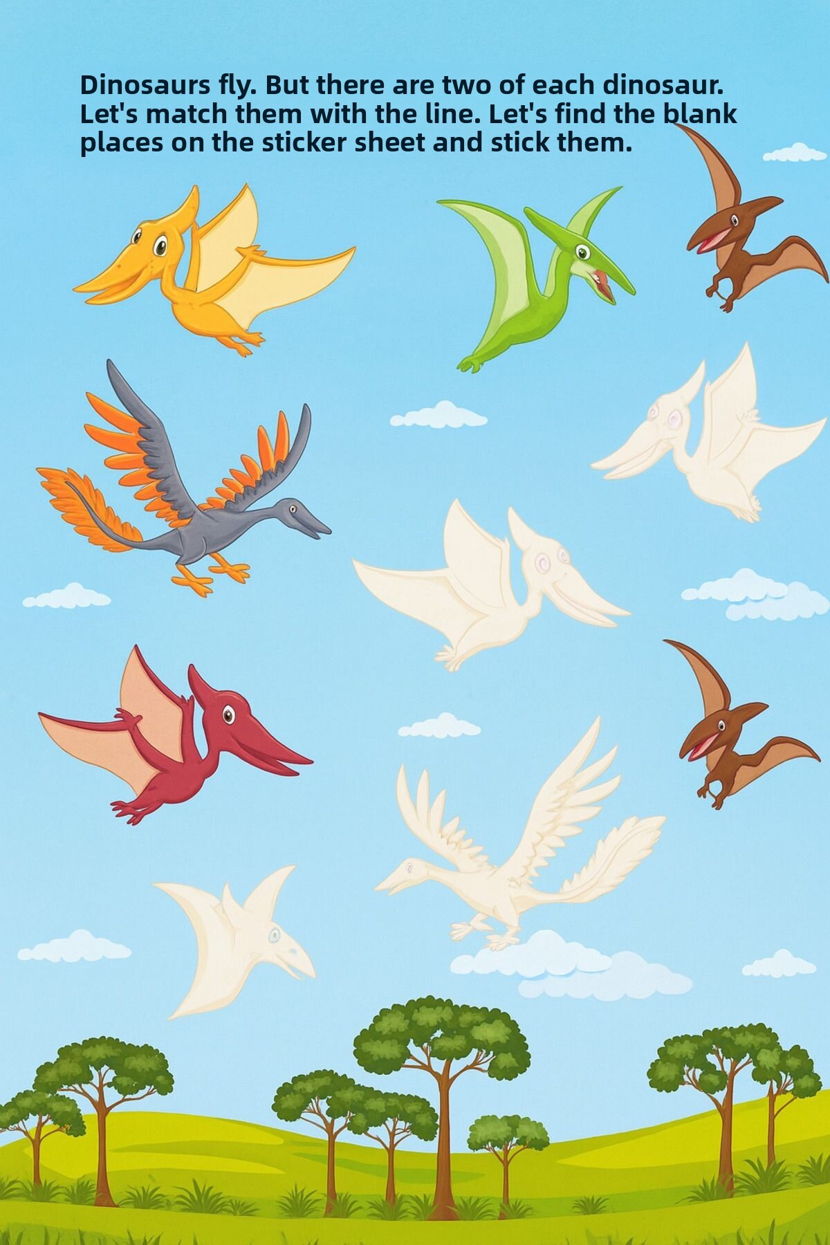 کتاب چسبی دایناسورها – کتابی از فعالیت‌های آموزشی با ۶۰ برچسب رنگارنگ و آموزشی