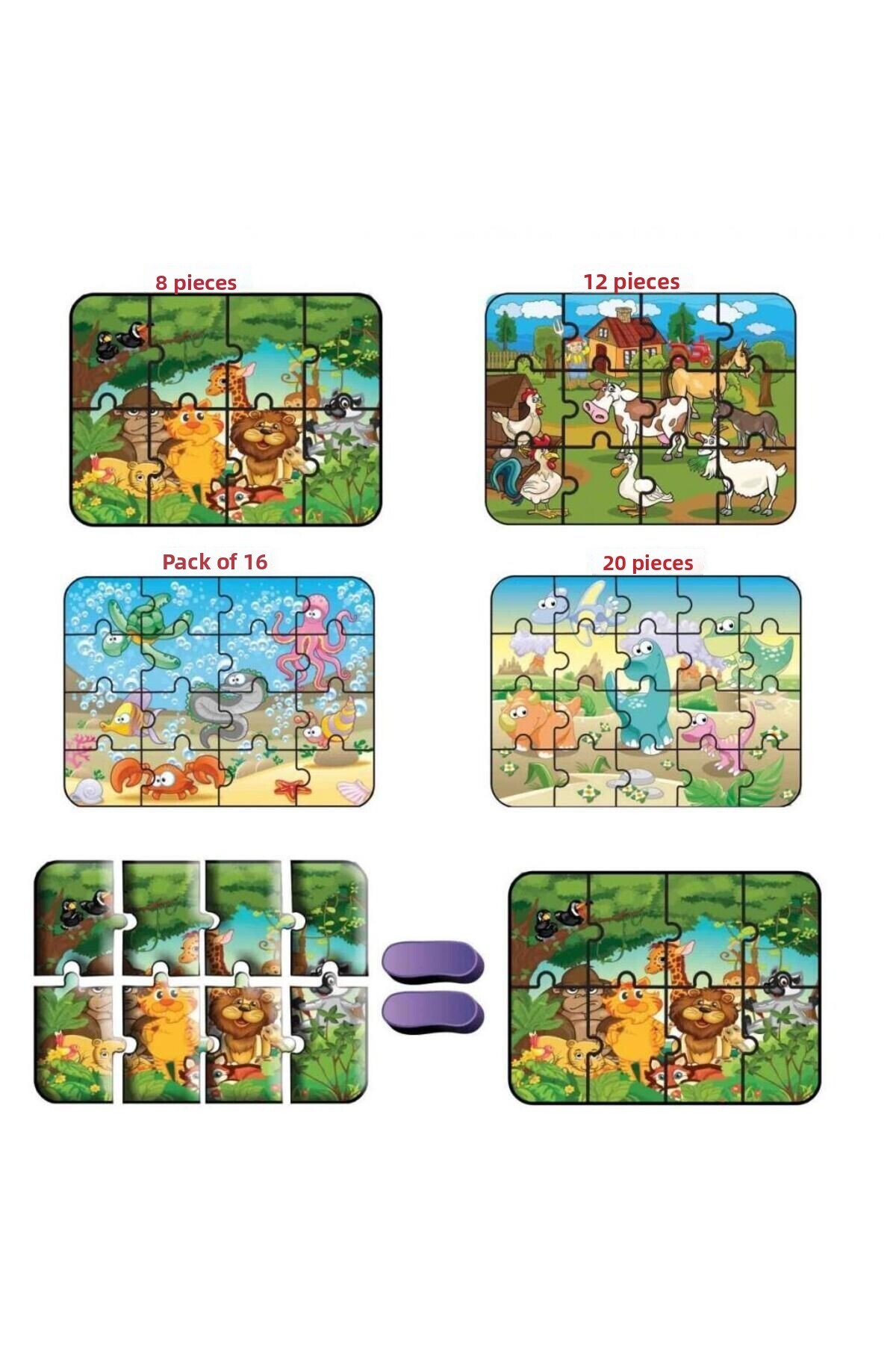 نسی‌ورلد ۱۴۸۱ دی‌توی سوپر رنگارنگ پازل ۴ تکه – حیوانات / پازل ۸+۱۲+۱۶+۲۴ تکه