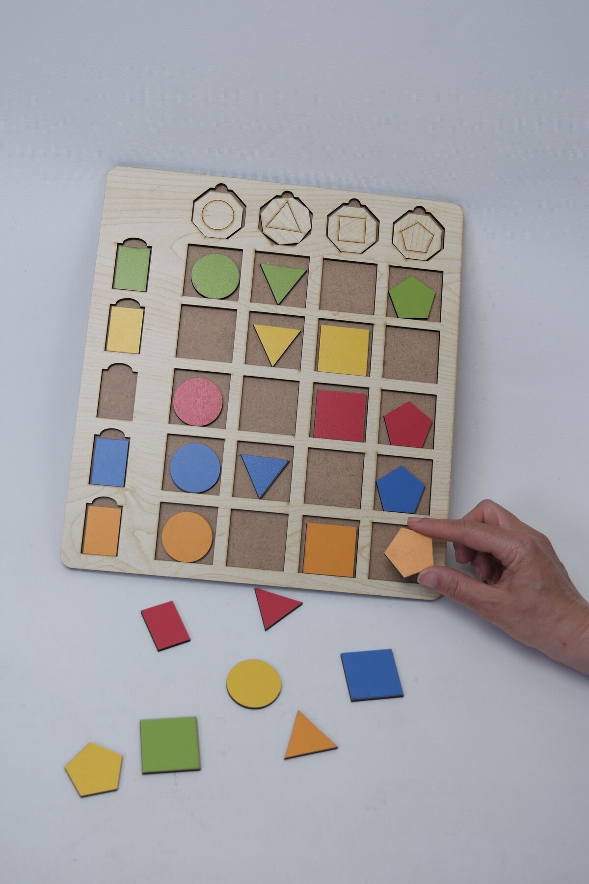 WoodStory Geometrik Şekilleri Öğreniyorum Ahşap Yapboz Montessori fotoğrafı 7 (önizleme)