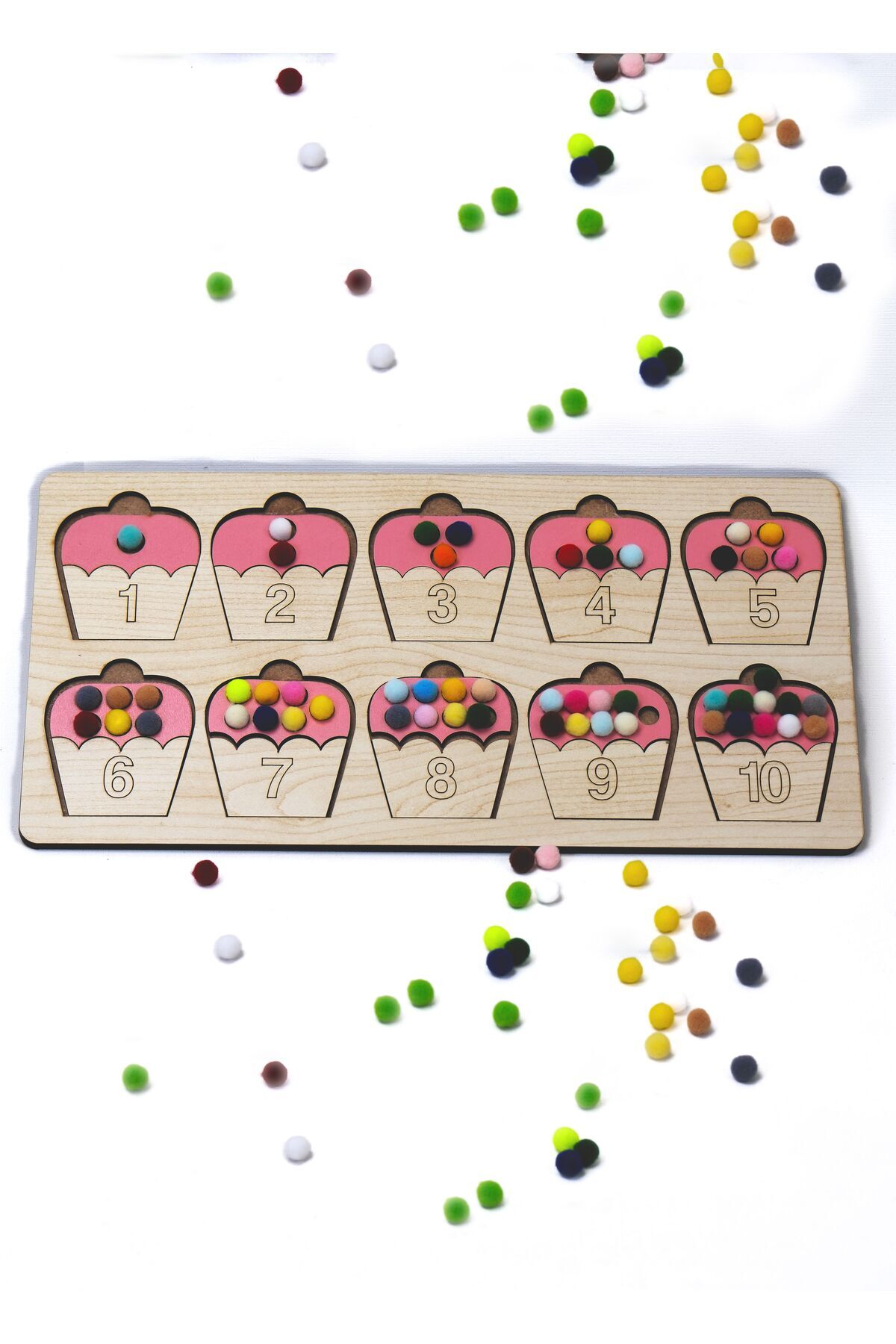 WoodStory Montessori Eğitici Pasta Şekilli Yapboz Sayı Tahtası fotoğrafı 3 (önizleme)