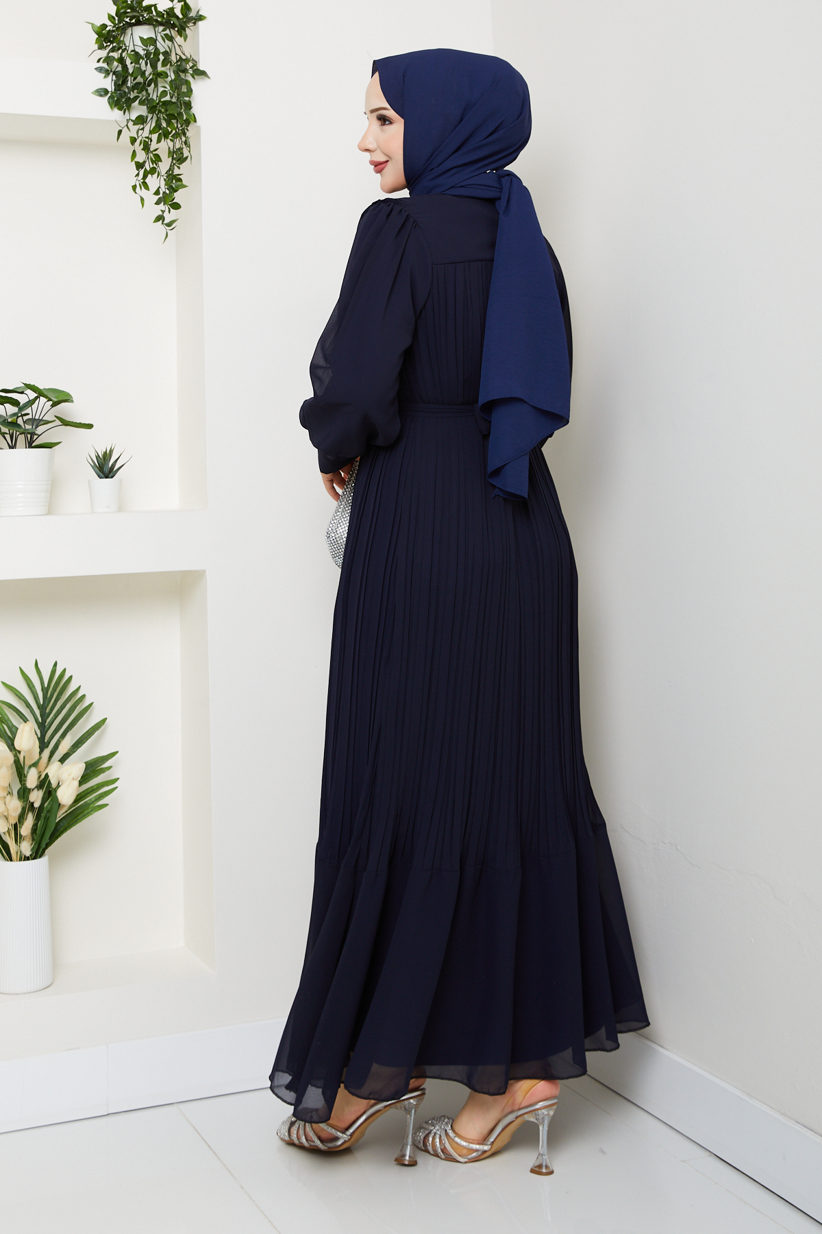 modapark.ist  Kadın Kemer Detaylı Şifon Abiye - Görsel 5