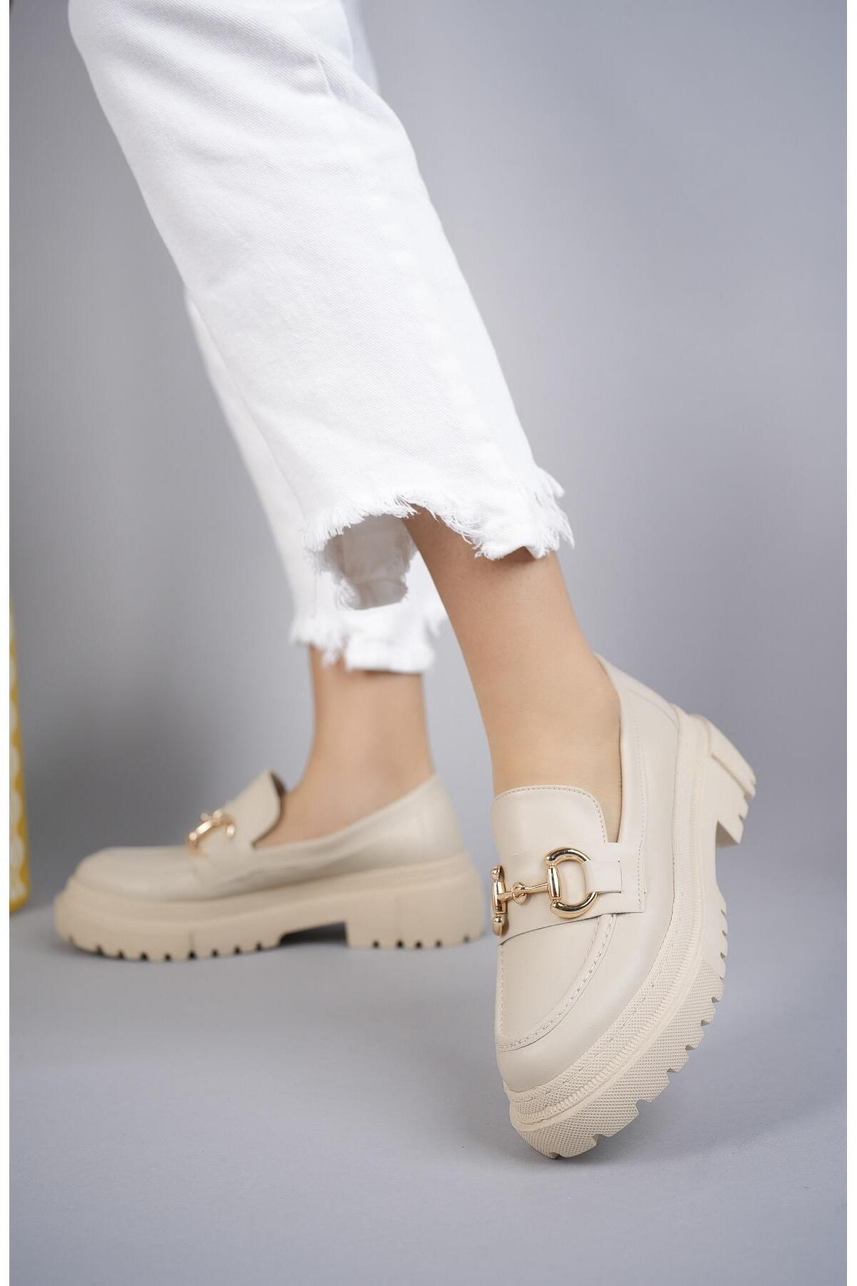 diya shoes  Kadın Kalın Taban Loafer Makosen Ayakkabı - Görsel 2