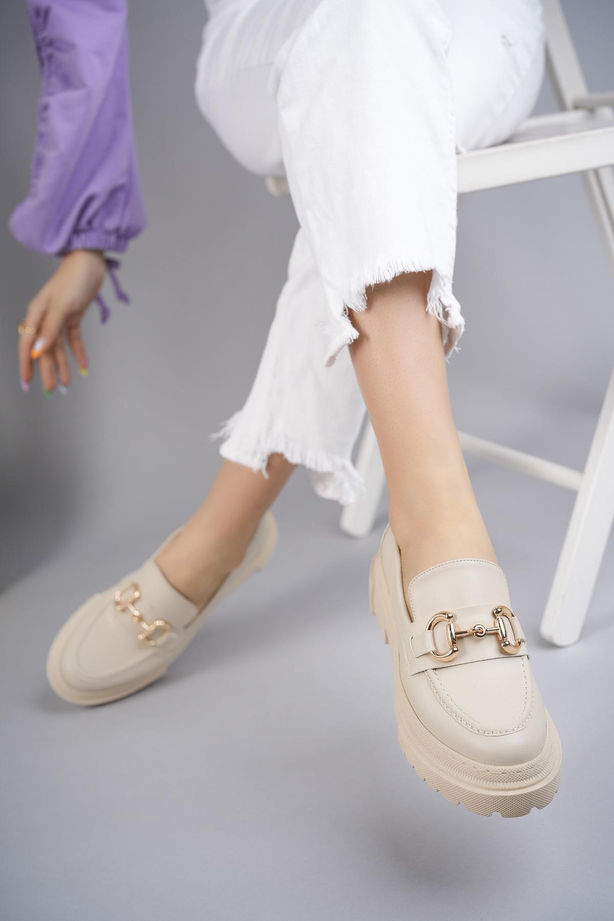 diya shoes  Kadın Kalın Taban Loafer Makosen Ayakkabı - Görsel 3