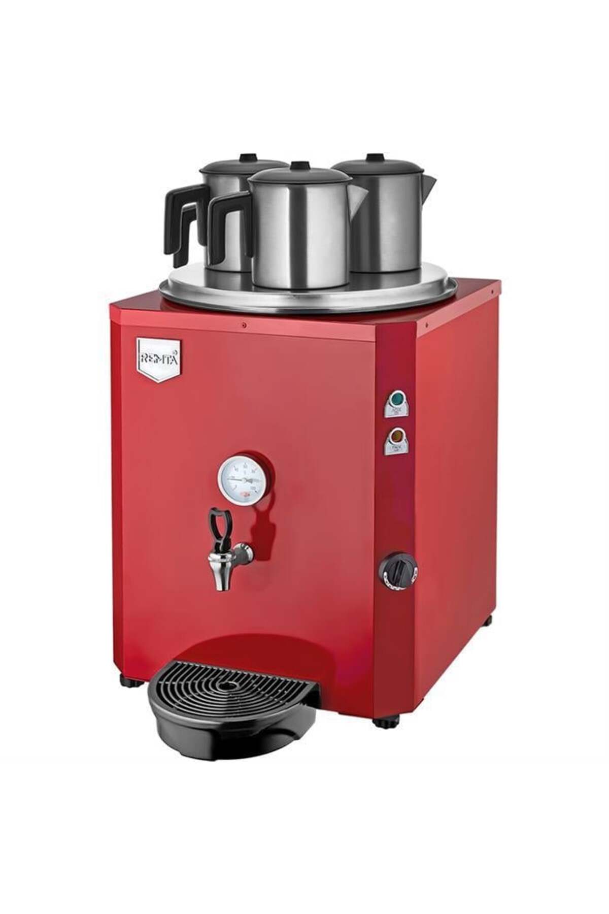 Remta Otomatik Su Alma 40 Litre Üç Demlikli Çay Kazanı Makinesi Kırmızı