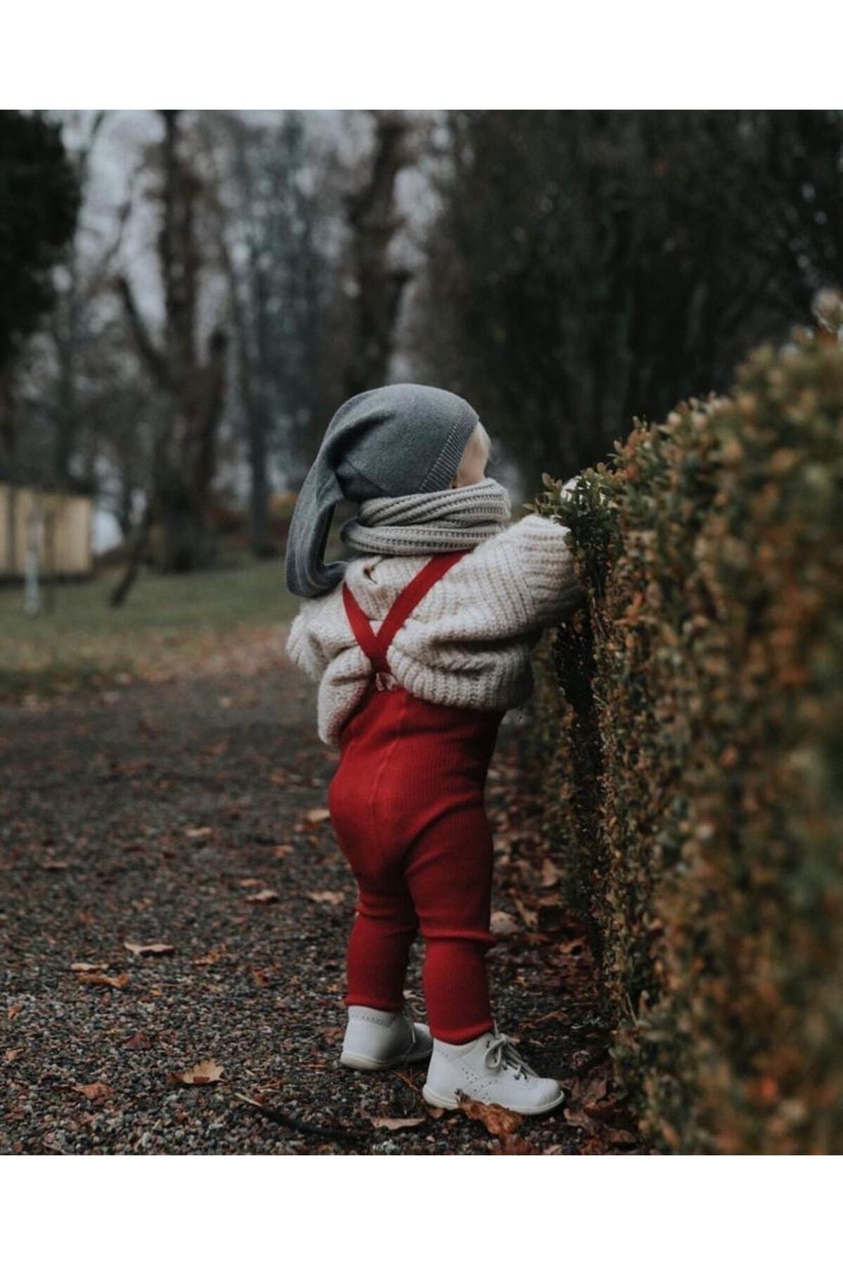 Sparrow Laurel Kiremit Rengi Yüksek Bel Önden Çapraz Askılı Ayarlanabilir Fitilli Bebek Triko Tayt fotoğrafı 2 (önizleme)