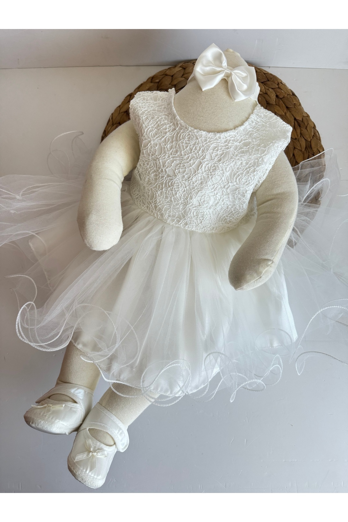 PİLEKİ BABY 0 4 Ay Yenidoğan Bebek Mevlüt Elbisesi Prenses Elbise Dantelli Gelinlik Elbise fotoğrafı 7 (önizleme)