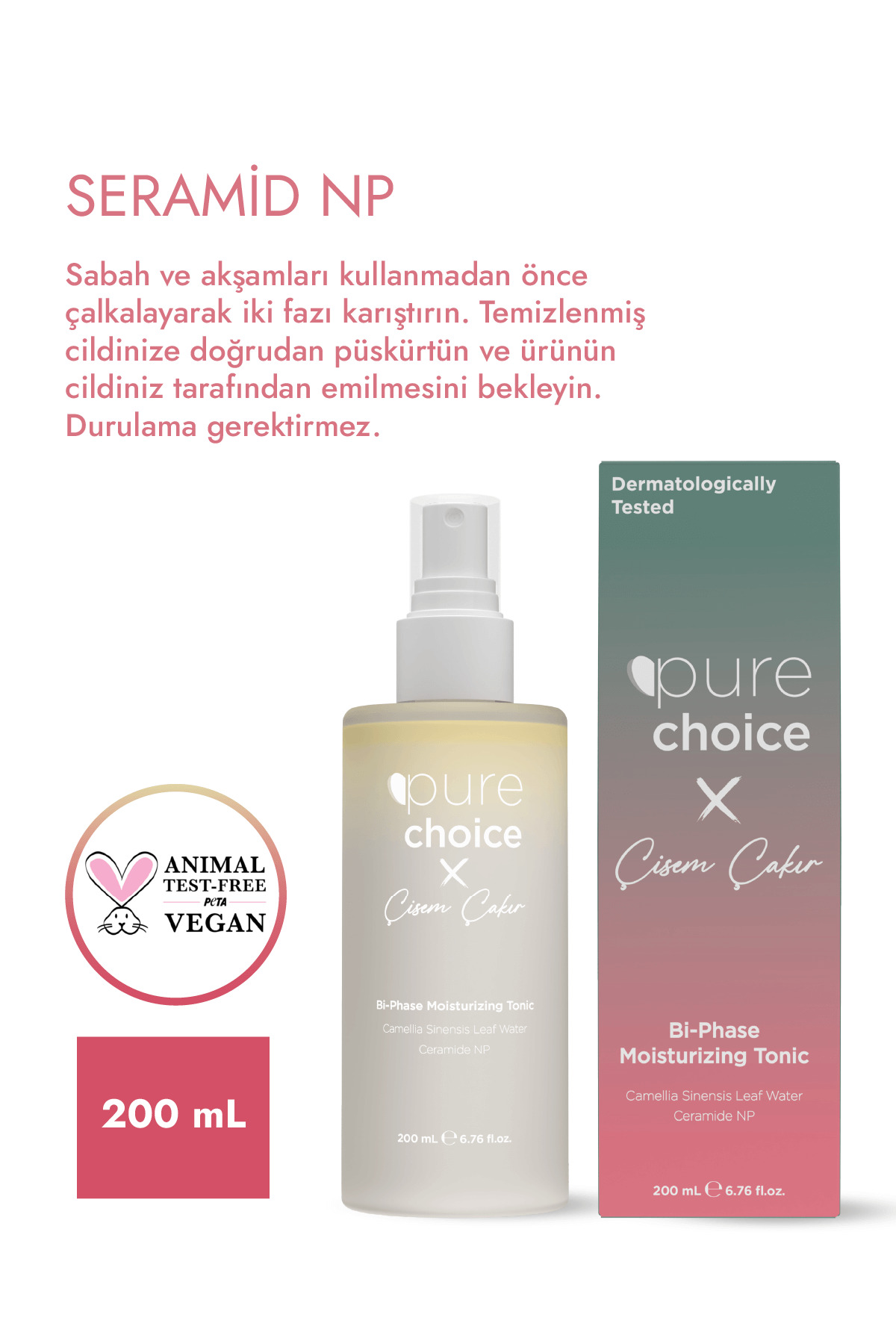 X Çisem Çakır Çift Fazlı Nemlendirici Sprey Tonik 200 ml — PC - 100465 — تصویر 4 از 5
