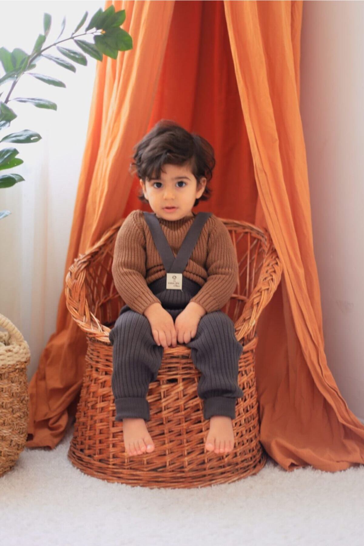 Balerinikizler Askılı Bebek Triko Tayt - Kül Rengi fotoğrafı 2 (önizleme)