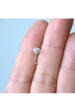 Heppii 925 Ayar Gümüş Delik Gerektirmeyen Sıkıştırmalı Kalp Hızma