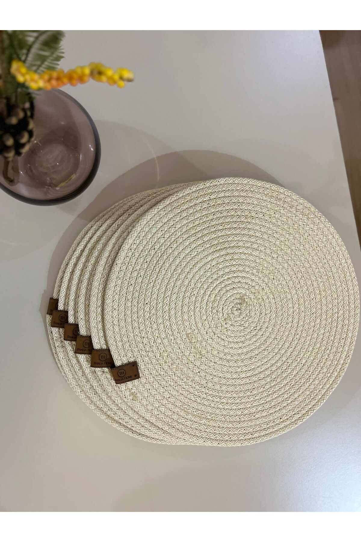 VELLORA HOME 6'Lı Krem Renk Supla Takımı American Servis 32cm çap Hasır ...