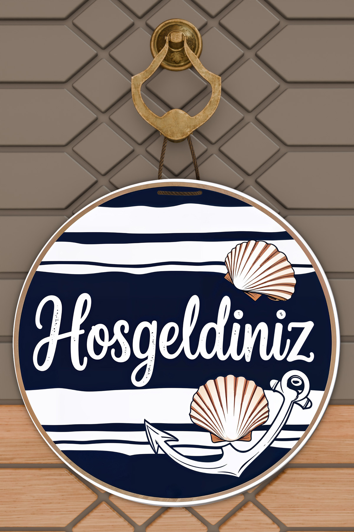 1Modern Digital Printing Wooden Blue White Sea Themed Door Ornament