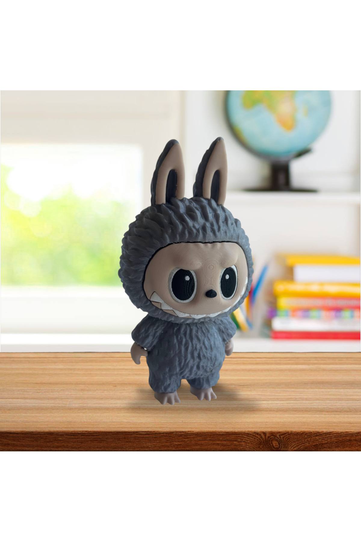 3DONE MODELS-Labubu Figurine – Collectible Character, 3D Printed, Sparkling Gray, Geek Decor & Unique Gift 5