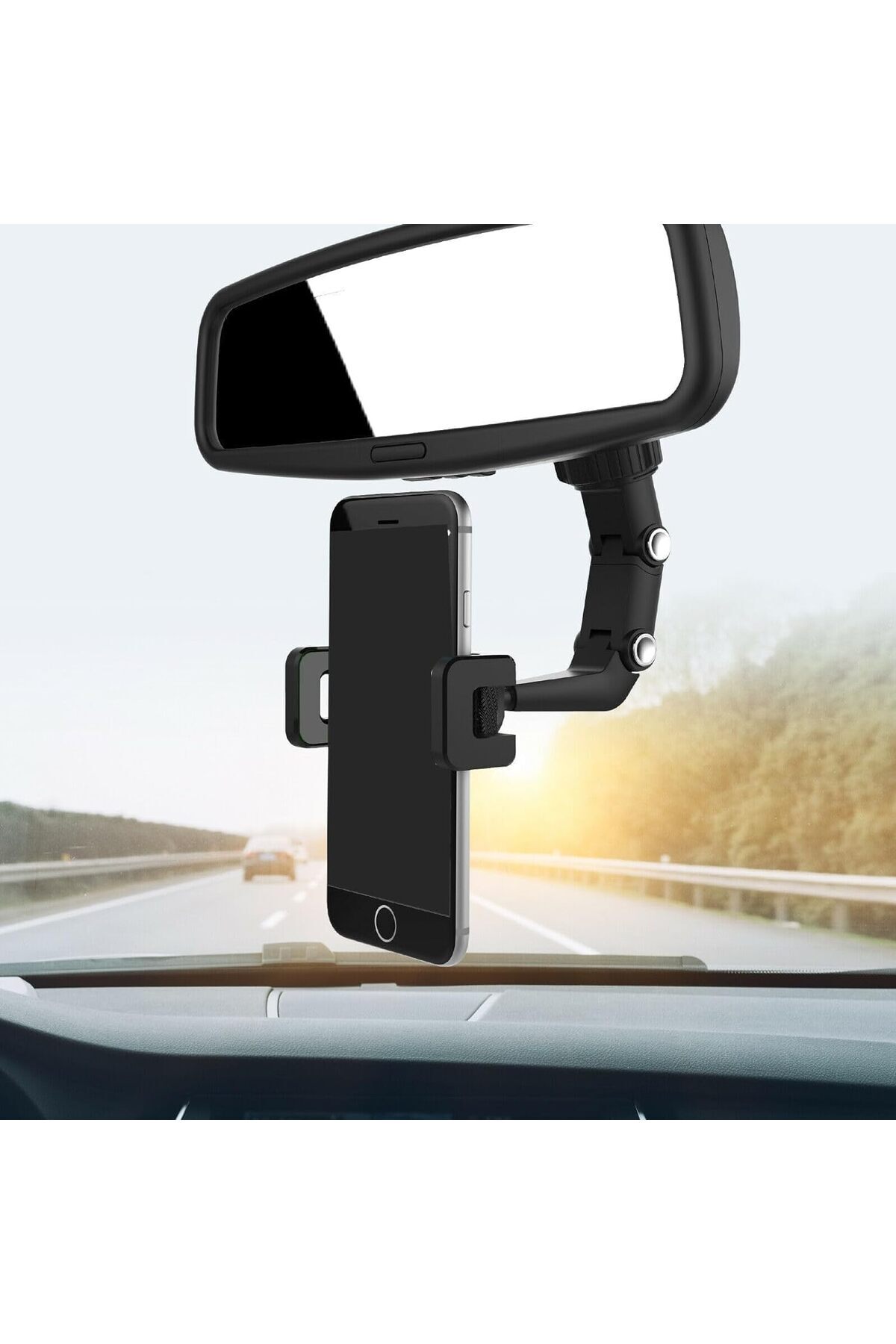 erorex-Universal Car Phone Mount, Rear View Mirror Holder, Adjustable Arm, 360 Rotation, Compatible 3