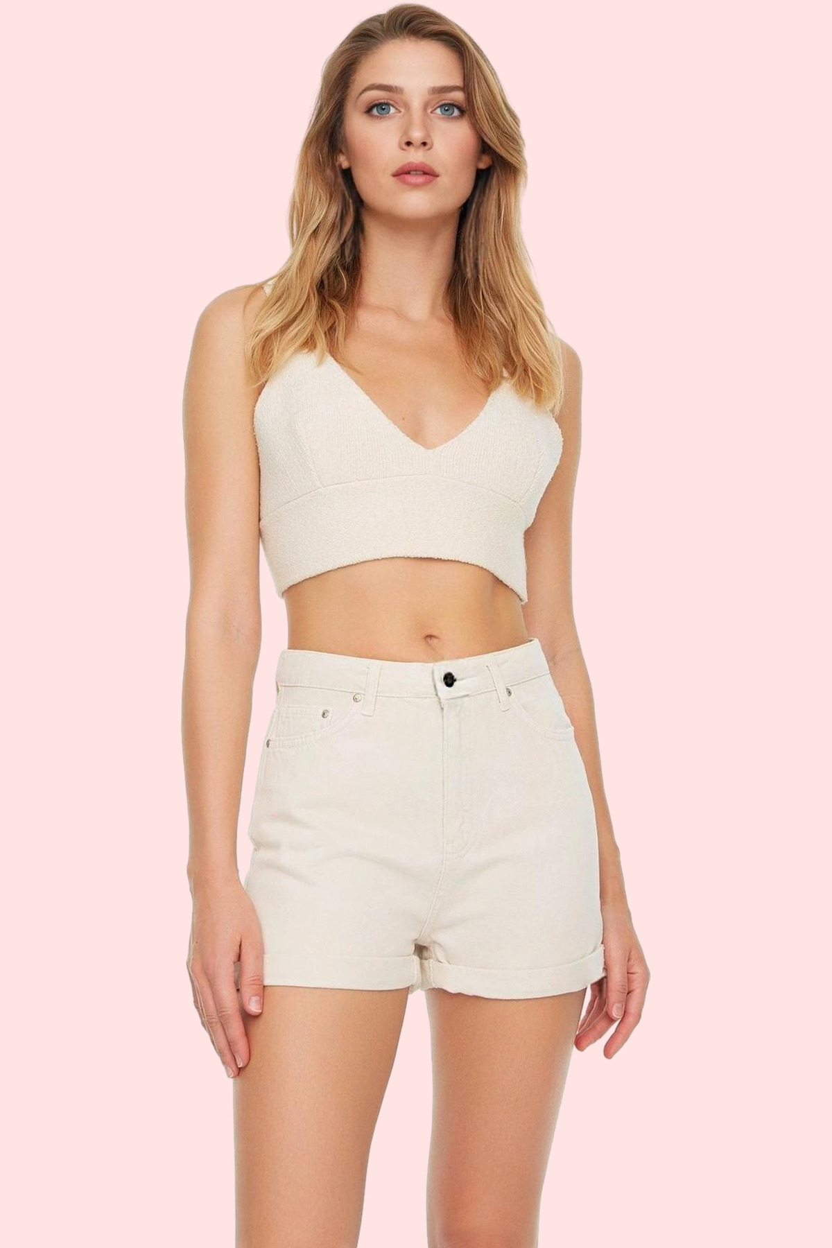 Kadın Moda Yüksek Bel City Short Denim Şort Pamuklu Günlük Kombinler Yazlık Şort