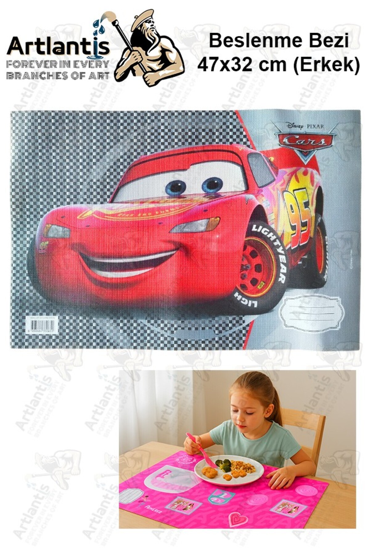 Artlantis Beslenme Bezi Erkek Modeli Yıkanabilir 32x47 cm 1 Adet Beslenme Örtüsü Okul Öncesi Kreş Anasınıfı İl