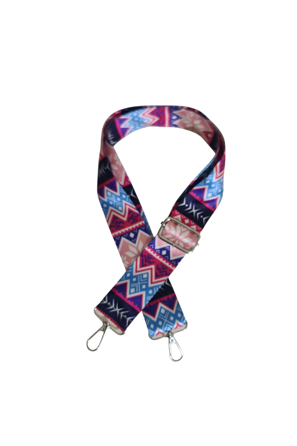 Polyester Column Adjustable Bag and Phone Strap Silver Metal Accessory 120 CM WOOL SWEATER PATTERN