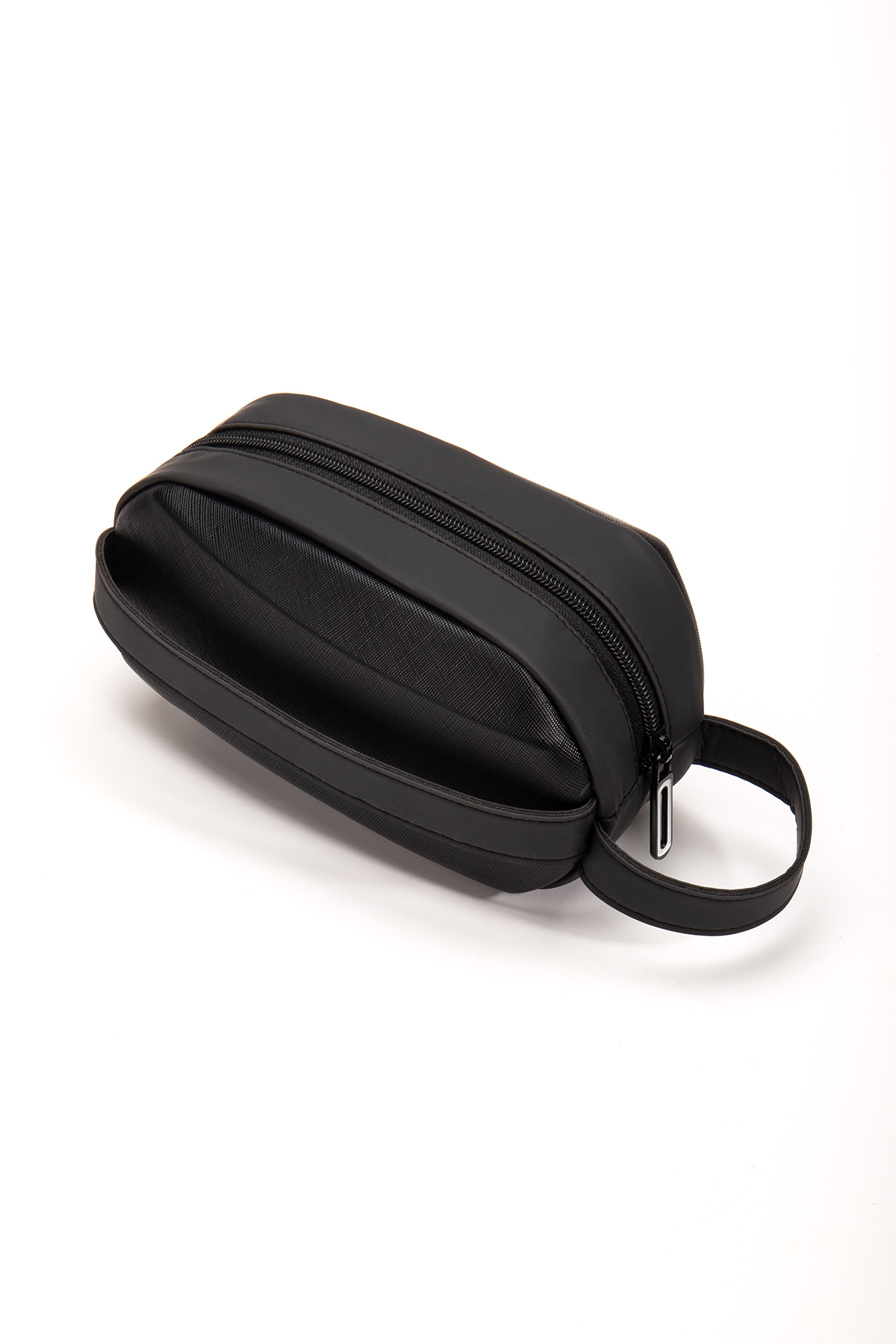 Niki Leather Erkek Portföy Clutch Traş Kozmetik Bakım ve Günlük El Çantası - Siyah görsel 6