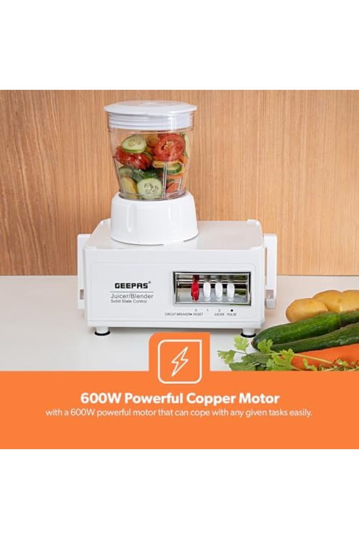 Geepas-4-in-1 Food Processor & Juicer - Multi-functional Smoothie Maker, Juicer, Chopper & Grinder 7