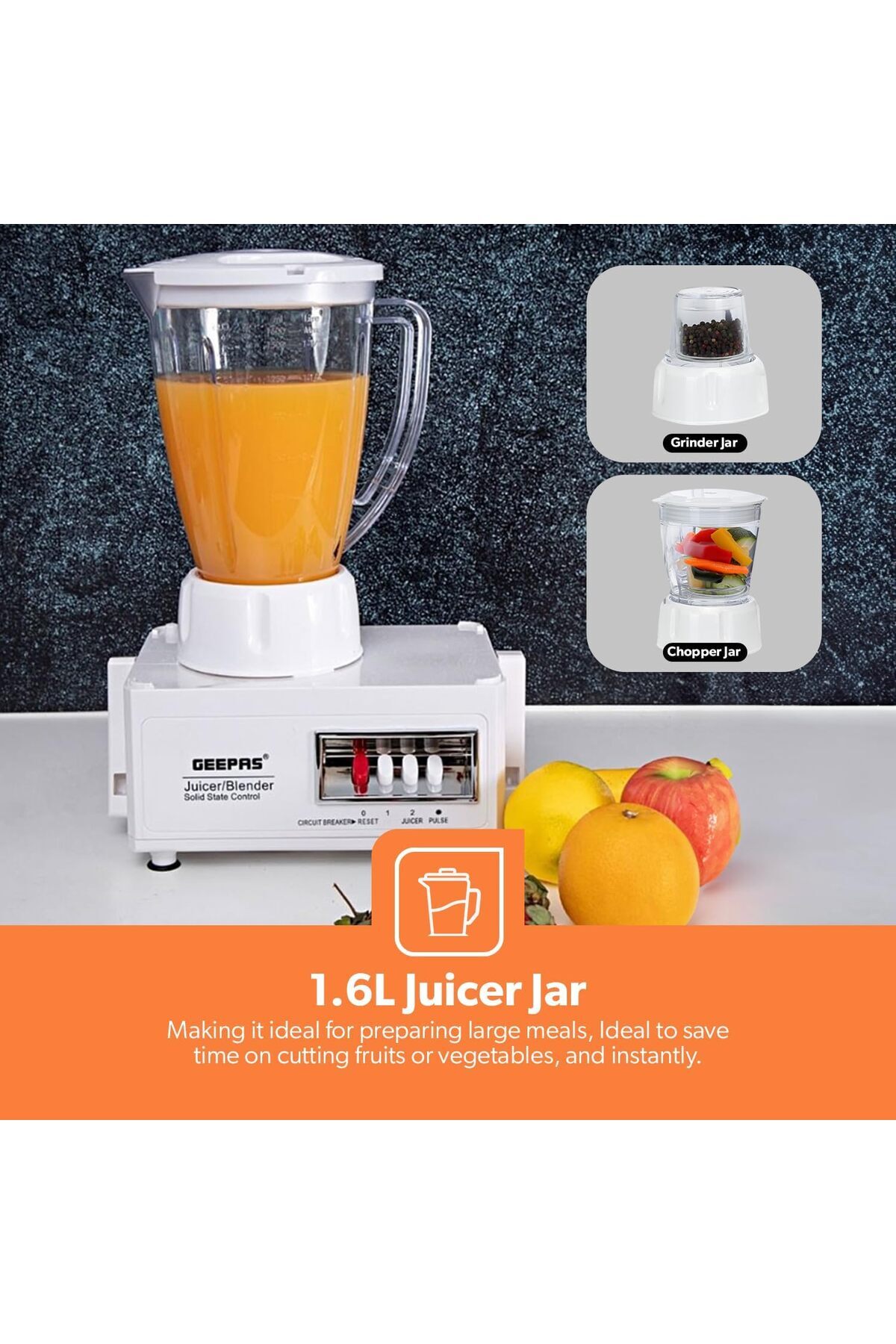 Geepas-4-in-1 Food Processor & Juicer - Multi-functional Smoothie Maker, Juicer, Chopper & Grinder 4