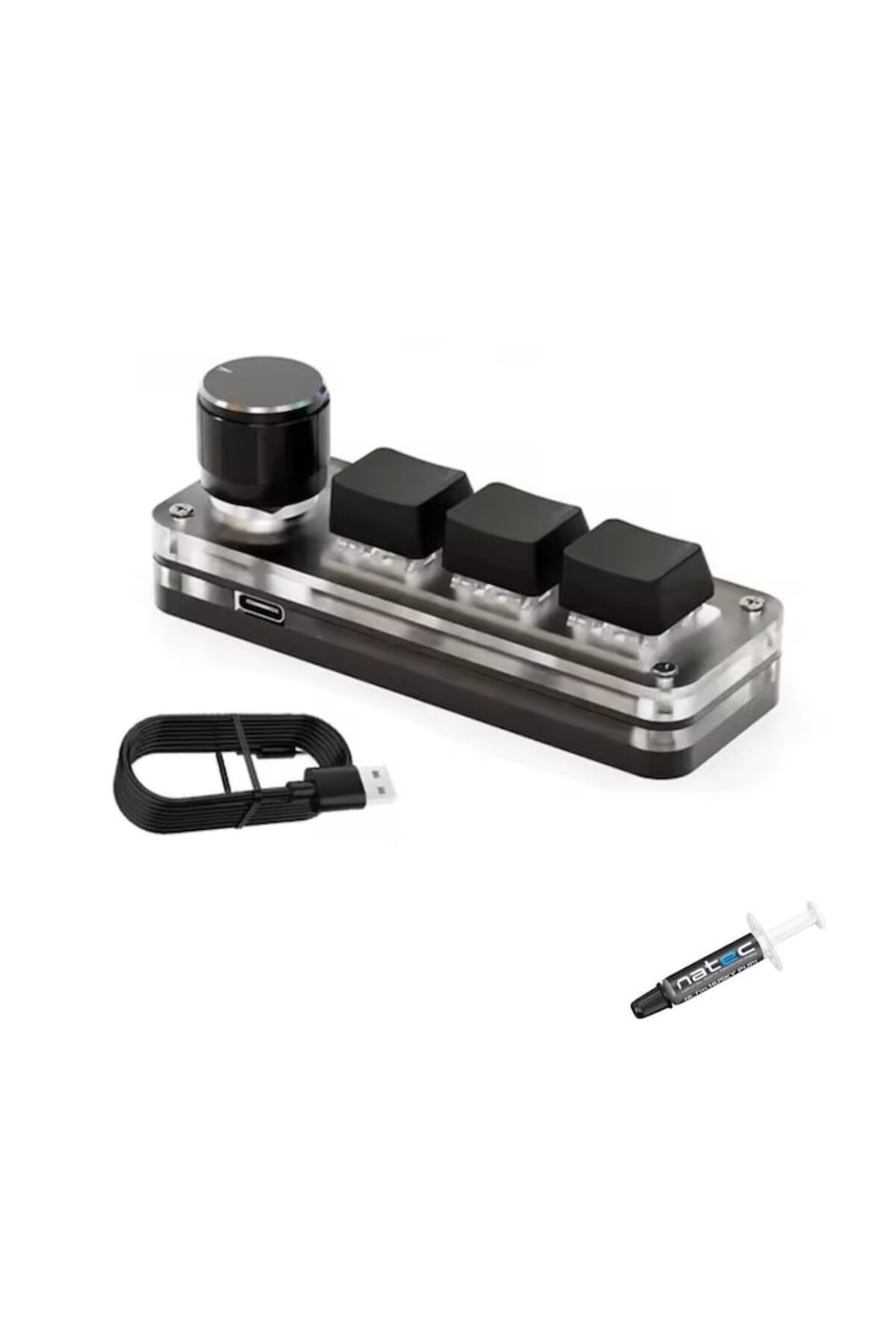 UnderShop-Mini Programmable Mechanical Keyboard with Knob, RGB Lighting + Natec HUSKY Thermal Paste 2