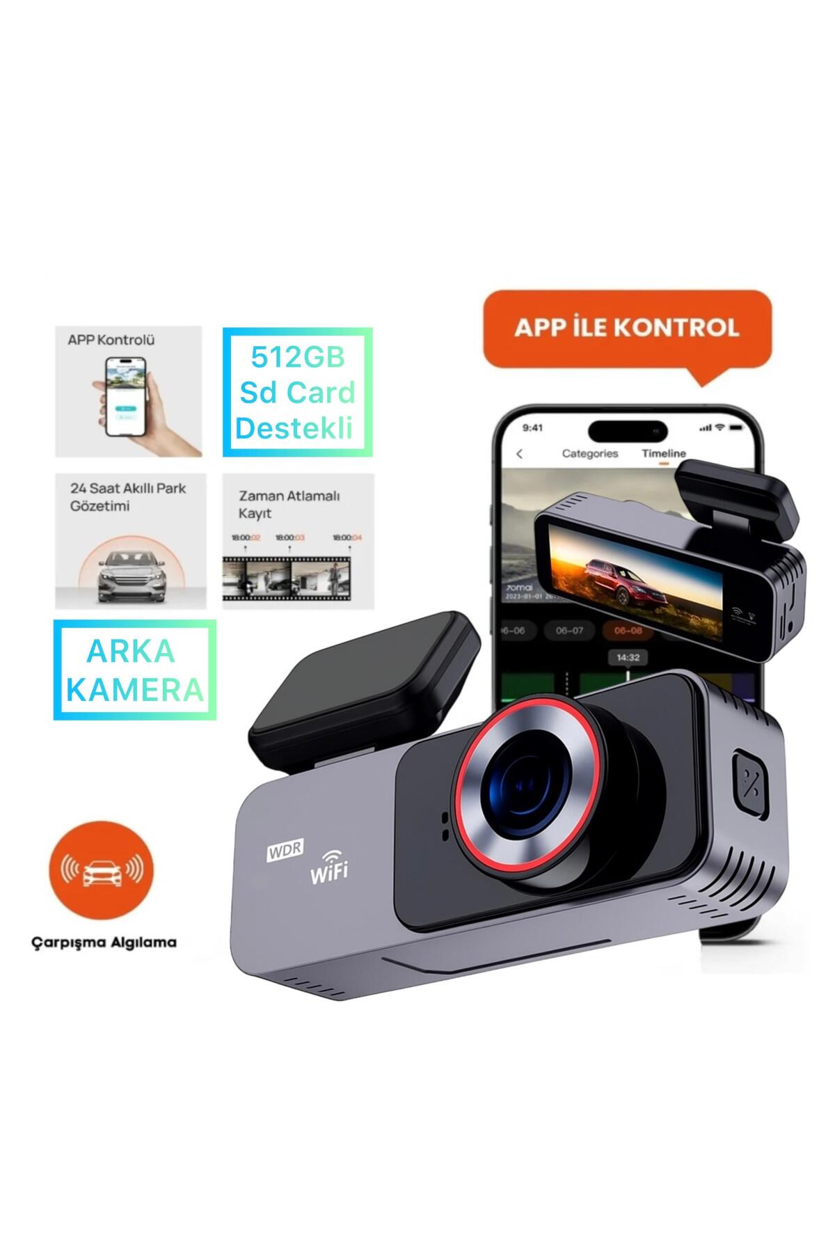 Navigold X4 2 Kameralı Ekranlı Wifi Araç Dvr Kamera 512gb Destekli