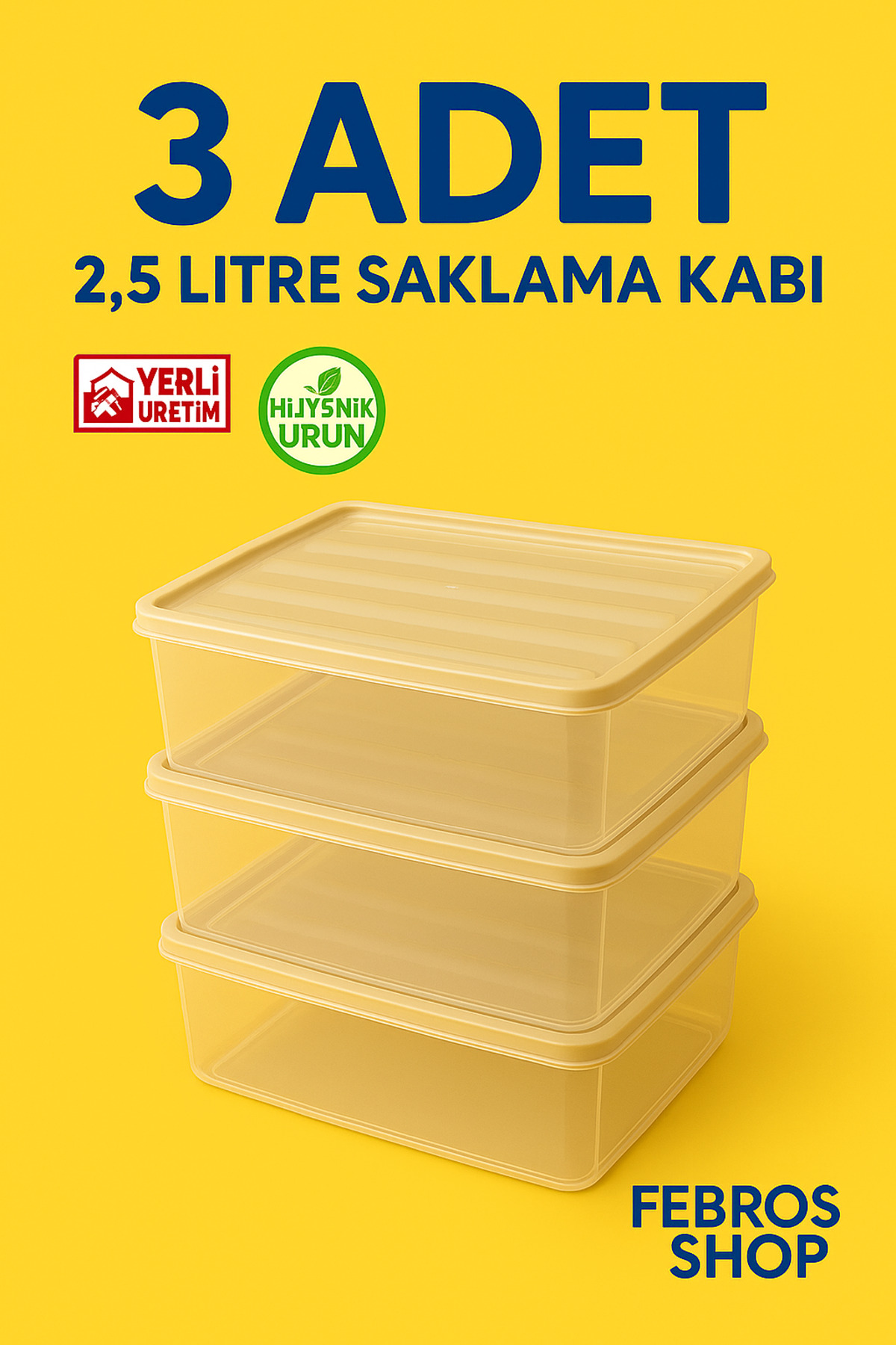 3-Piece 2.5L Rectangular Deep Freezer Storage Container 3-Piece Set Freezer Microwave Food Cream Plastic Container