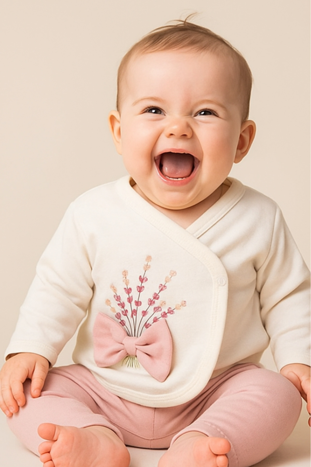 Bamoola for Babies Organik Kız Bebek Çiçek Desenli 5'li Tulum Hastane Çıkışı Yenidoğan Kıyafet Mama Önlüğü fotoğrafı 6 (önizleme)