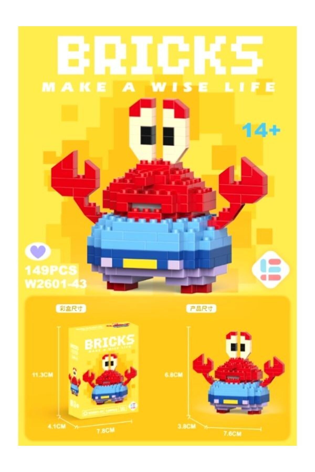 renkli outlet Bricks Sünger Bob Mr. Krabs Bay Yengeç Yap boz 3D