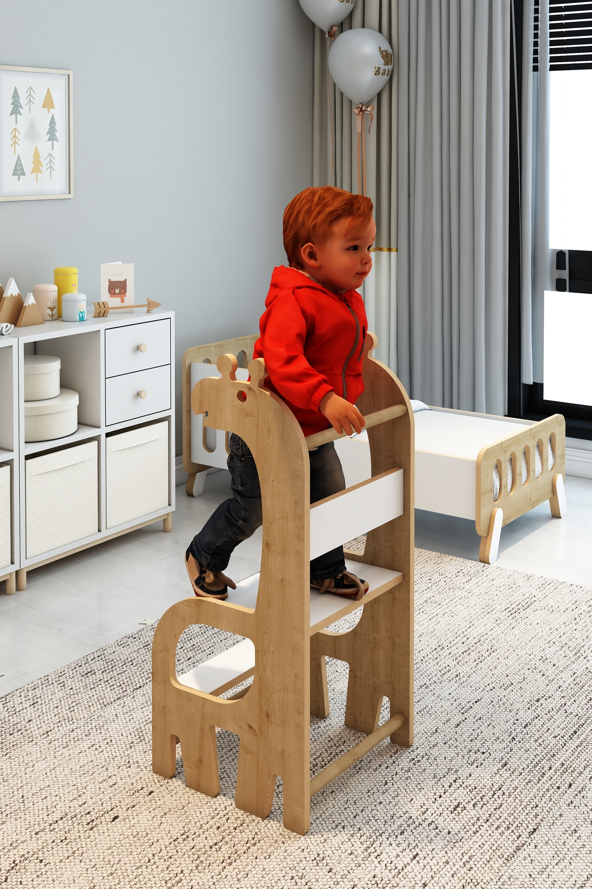 Jest Dekor Konsept Zürafa Montessori Ahşap Öğrenme Kulesi fotoğrafı 4 (önizleme)